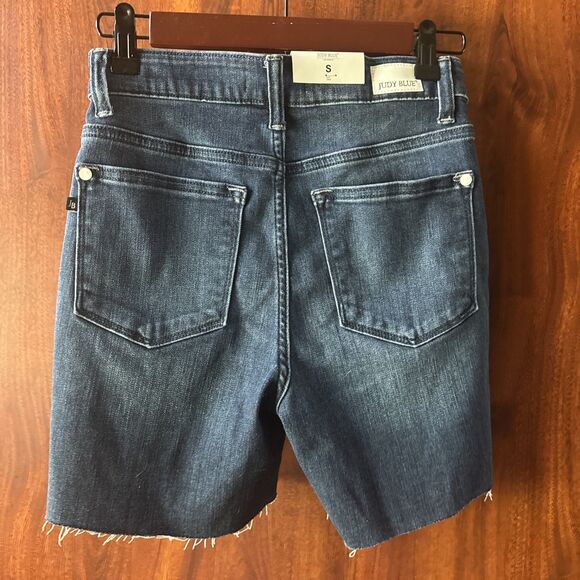 New JUDY BLUE S Mid Rise Mid Length Cut Off Shorts Women - Picture 4 of 12